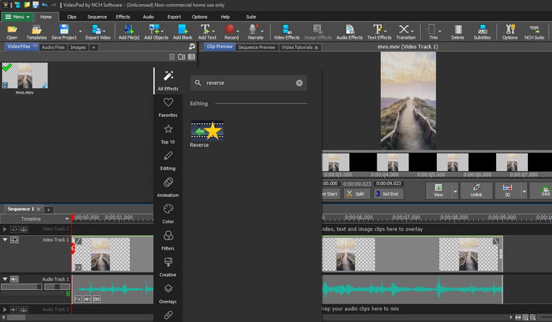 VideoPad Video Editor Video Reverser