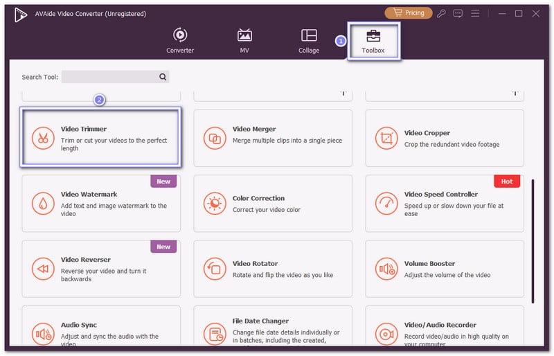 Selectați Trimmerul video