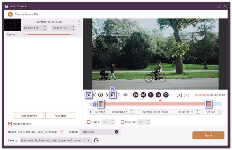 Setați punctele de început și de sfârșit