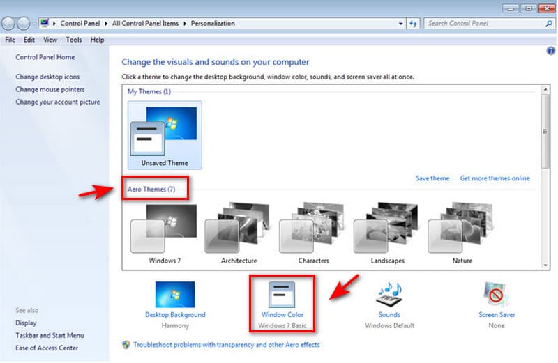 Por meio das configurações de personalização.