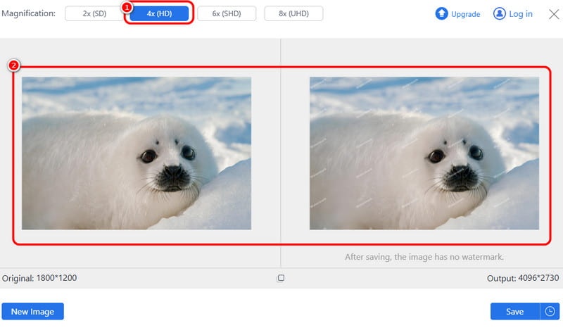 Vælg Opskalere forstørrelse