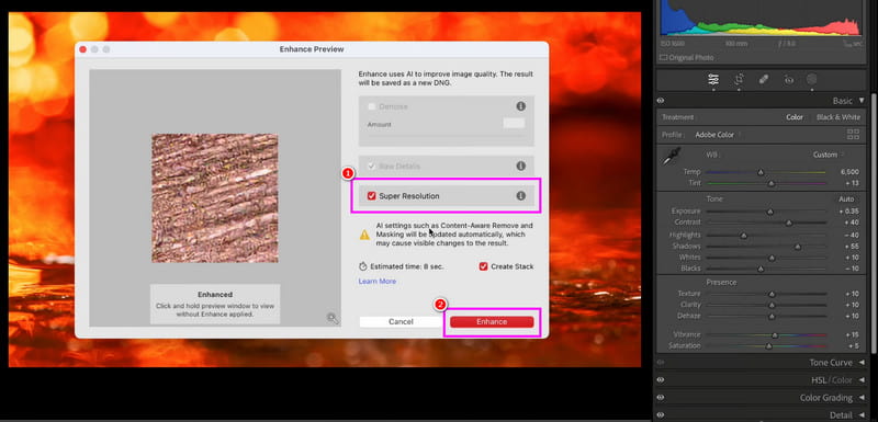 Upscale Image Adobe Lightroom