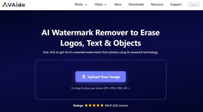Interface do removedor de marca d'água Avaide