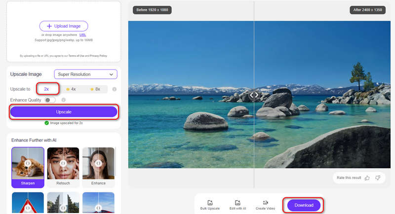 Améliorez la qualité d'image avec Upscale Media AI Image Upscaler
