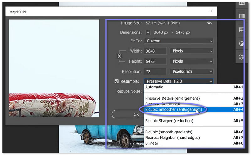 Besarkan Saiz Imej Menggunakan Photoshop