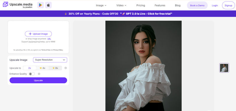 Opskalere medier, billede, opskalering, AI