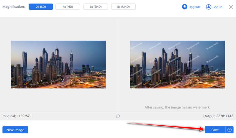 Hochskaliertes Bild speichern