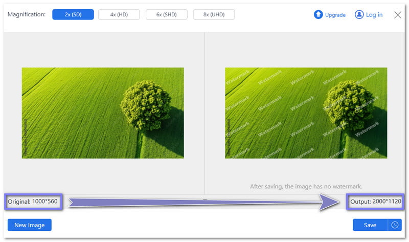Автоматическое увеличение фотографии в 2 раза