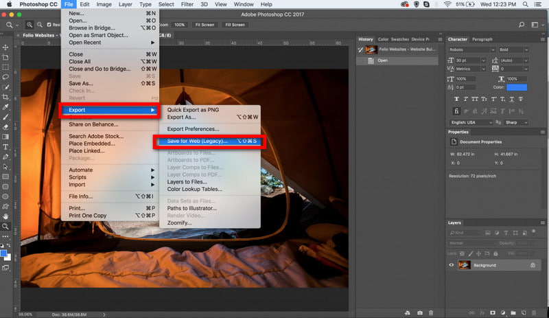 Enregistrer pour le Web (ancienne version)