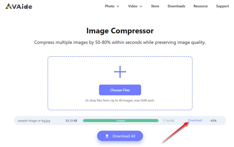 圧縮画像をダウンロード