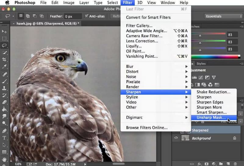 מסכה לא חדה בפוטושופ