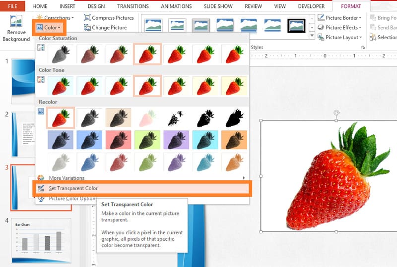 Définir la couleur transparente PPT