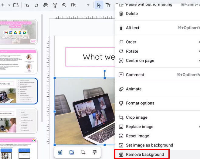 Google Slides Remove Image Background