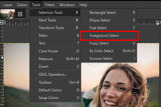 Herramientas de selección de Gimp
