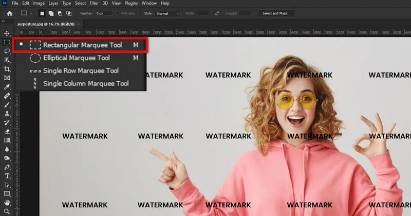 Outil de sélection rectangulaire PS