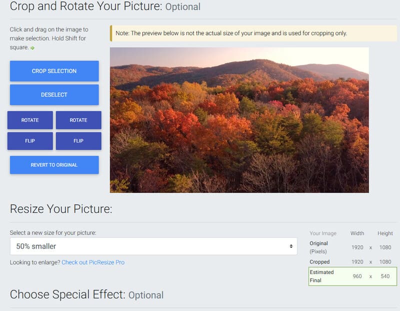 Picresize Rediger billede