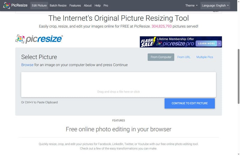 Picresize-hjemmeside