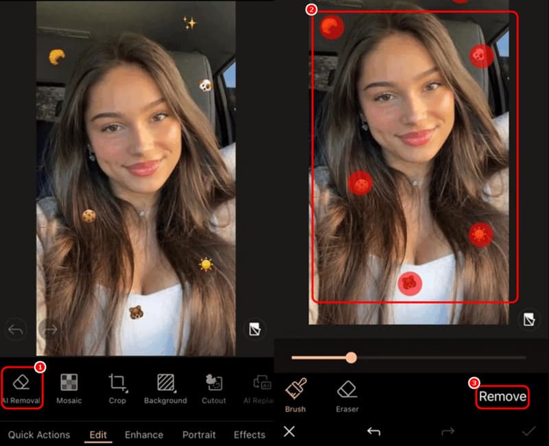 Rimuovere le emoji utilizzando iPhone Photodirector