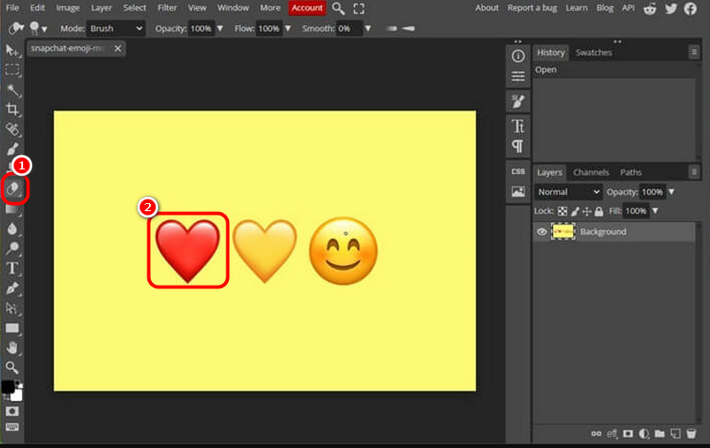 Emoji evidenziatore con correzione spot Photoshop