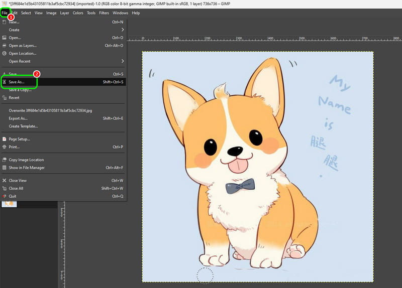 Enregistrer le fichier sous GIMP