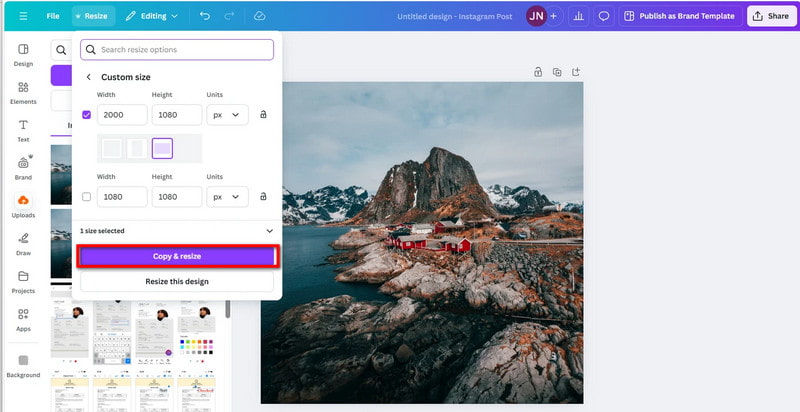 Kopieren und Größe ändern