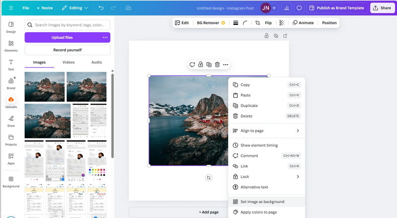 Bild als Hintergrund festlegen