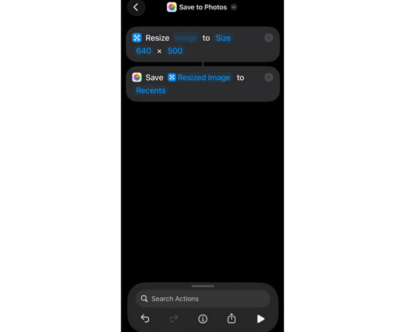 Aplicación de acceso directo para redimensionar fotos del iPhone