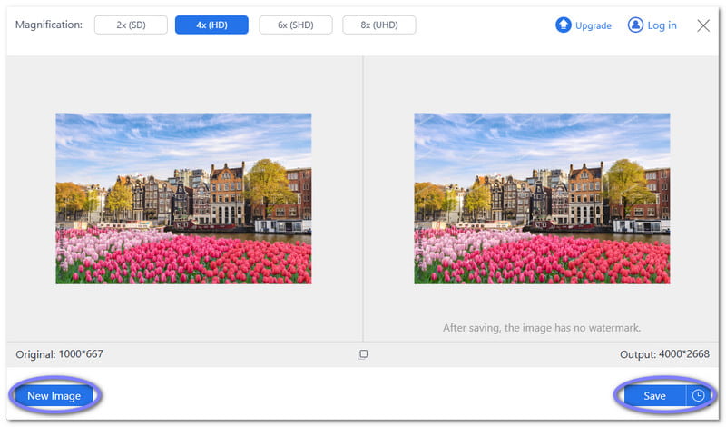 AVAide Image Upscaler Speichern Sie Ihr vergrößertes Bild