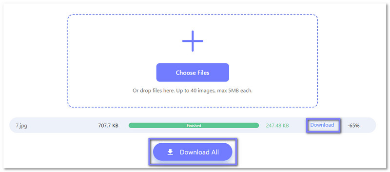 AVAide Bildkomprimierung: Reduzierte Bilddateigrößen sparen.