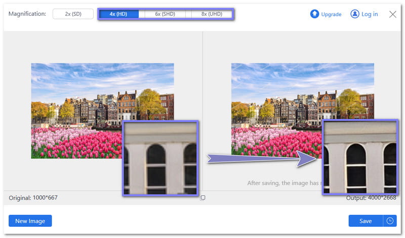 AVAide Bild-Upscaler Wählen Sie 4×, 6× oder 8×