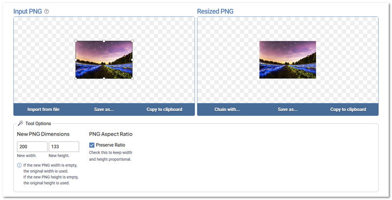 Herramientas PNG en línea para cambiar el tamaño de los archivos PNG