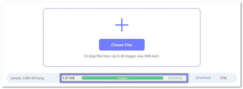 Vea el nuevo tamaño comprimido de PNG