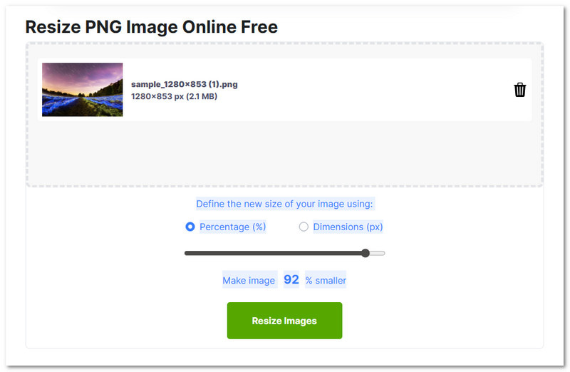 Resizer de imagen simple Resizer de PNG