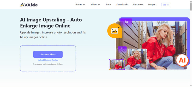 Interfaccia di upscaler immagine Avaide