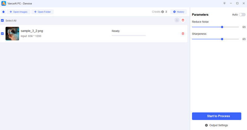 תכונת Vanceai Denoise