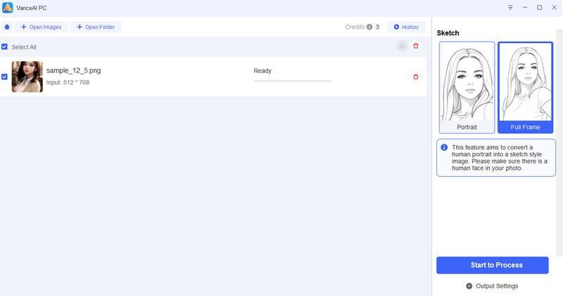 תכונת תמונה לסקיצה של Vanceai
