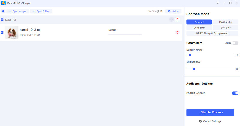 תכונת חידוד של Vanceai