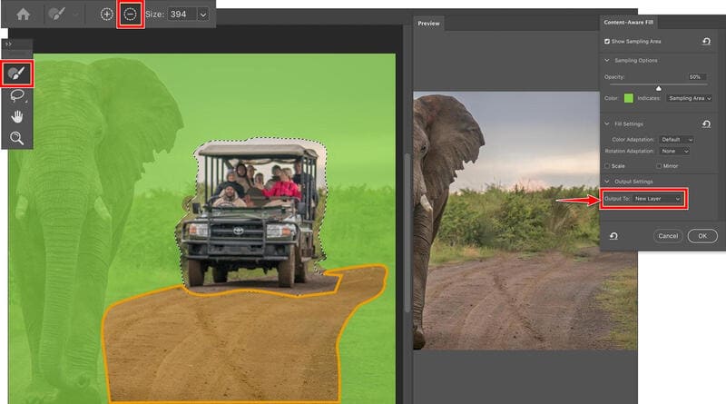 Remplissage intelligent dans Photoshop
