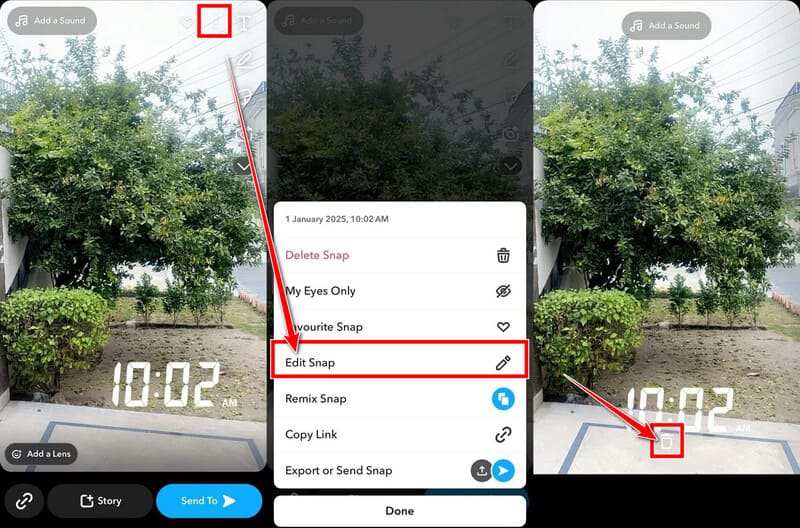 Supprimer la légende Snapchat dans Modifier le Snap