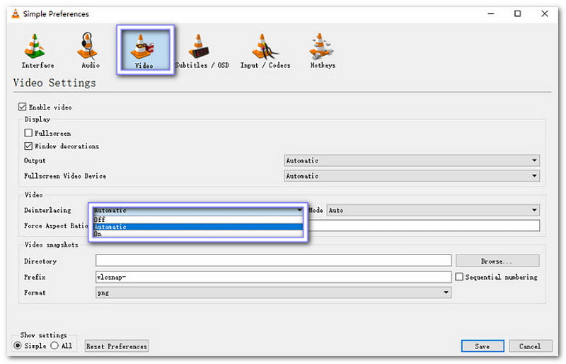 Zaškrtněte možnost odstranění prokládání