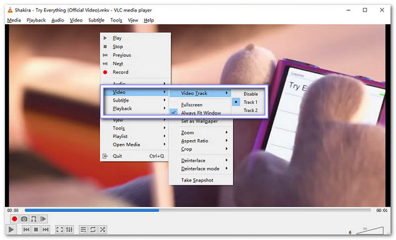 Vyberte jinou video stopu