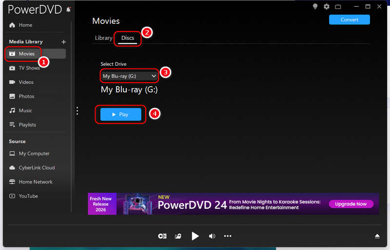 Załaduj Blu-ray do Powerdvd