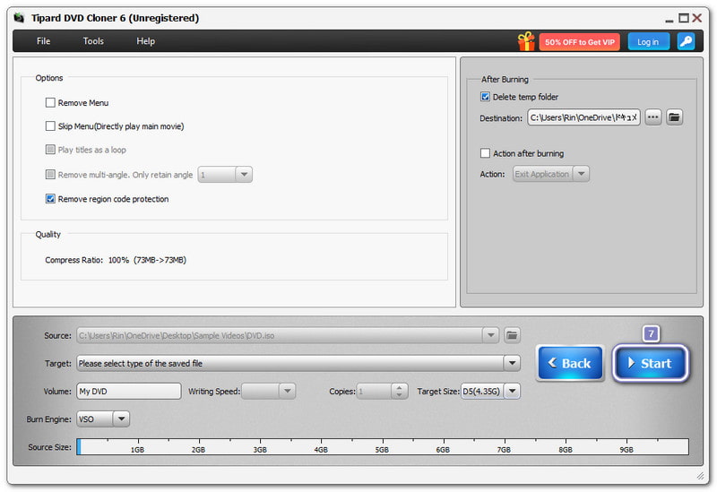 Mulakan Sandarkan DVD ke DVD