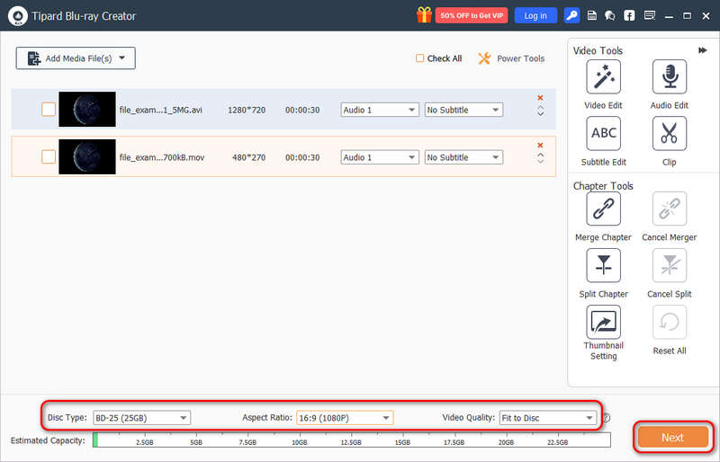 Adjust Blu Ray Parameters In Tipard Blu Ray Creator