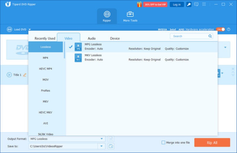 Select Output Format Digital