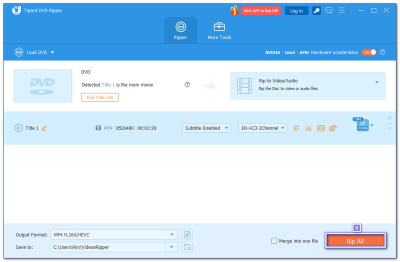 התחל להעתיק DVD ל-iTunes