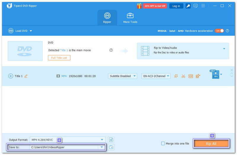 Bir klasör seçin ve DVD'yi kopyalamaya başlayın.