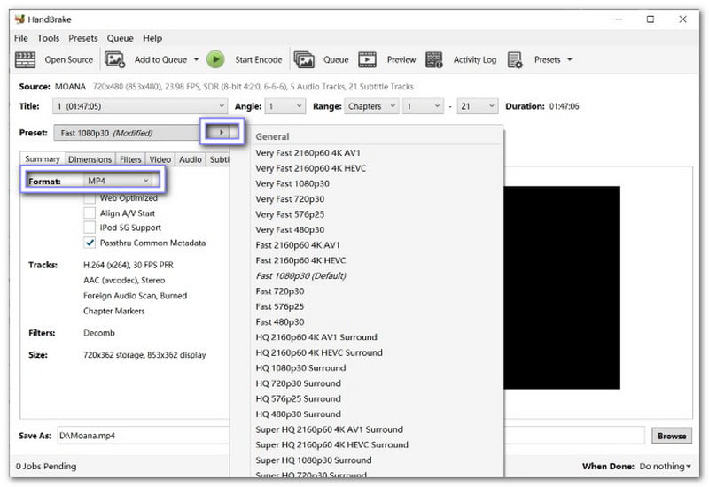HandBrake kullanarak DVD'yi Plex'e kopyalayın.