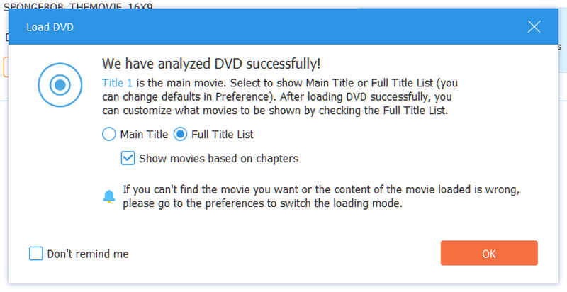 AVAide DVD Ripper'da Tam Başlık Listesini Seçin