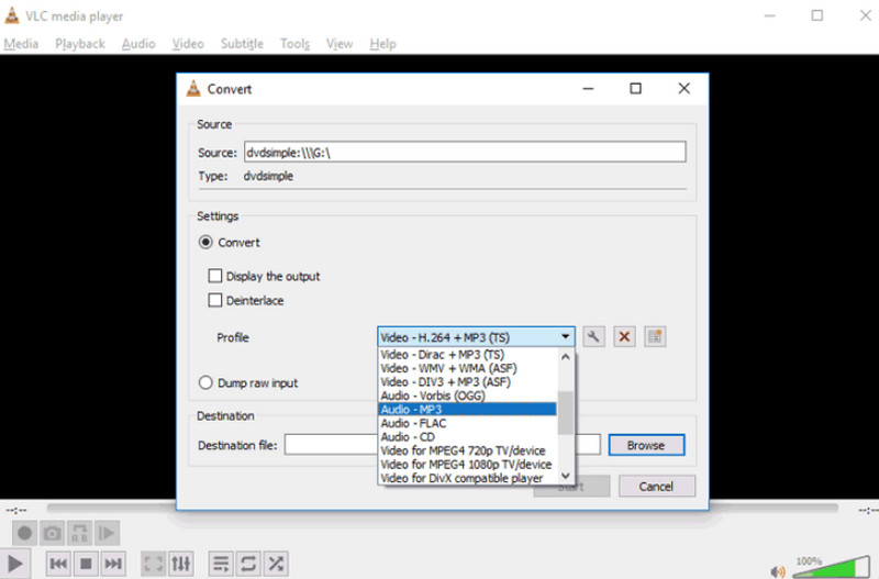 Rip DVD to MP3 with VLC